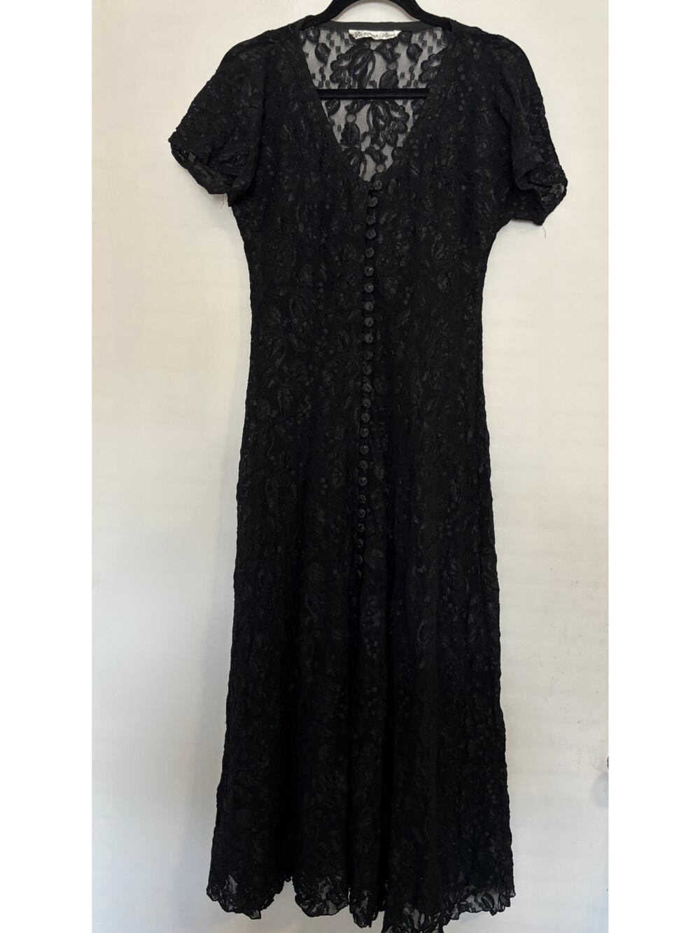 Vintage Florencia Fiume Black Lace Dress Whimsigith Goth Dark Fairy